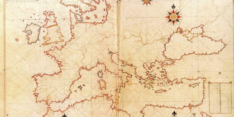Ancient map showing European region
