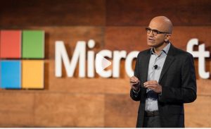 Microsoft CEO Satya Nadella at the Microsoft Build developer conference telling a narrative