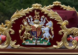 The royal coat of arms, seen here on the Queen’s rowbarge Gloriana, is one of the most famous examples of heraldry in the world.