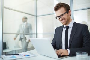 An probate attorney on his laptop